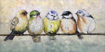 Textured Painting - five birds textured